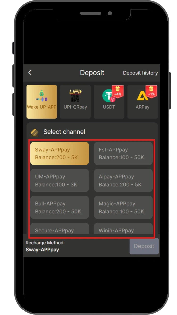 Select payment channel